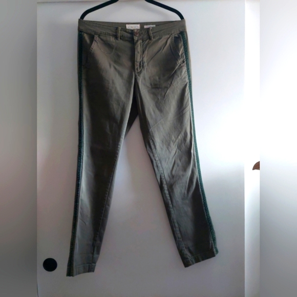 Anthropologie Chino Pants Straight Leg Velvet side stripe Relaxed Pants - Picture 3 of 7